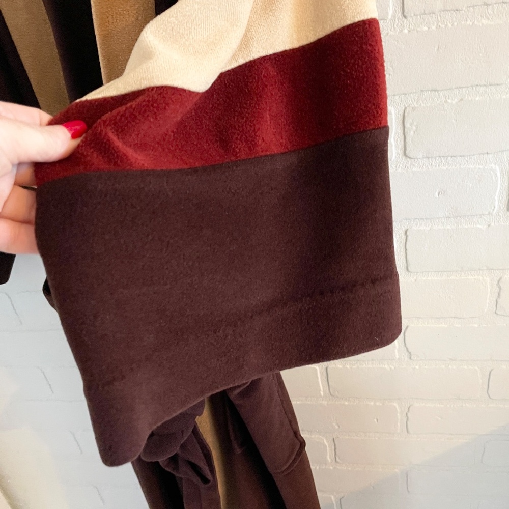 Vintage 70s Men’s (or unisex) Robe Velvet Mod Blokecore Brown Earthy tones OS - Picture 8 of 13